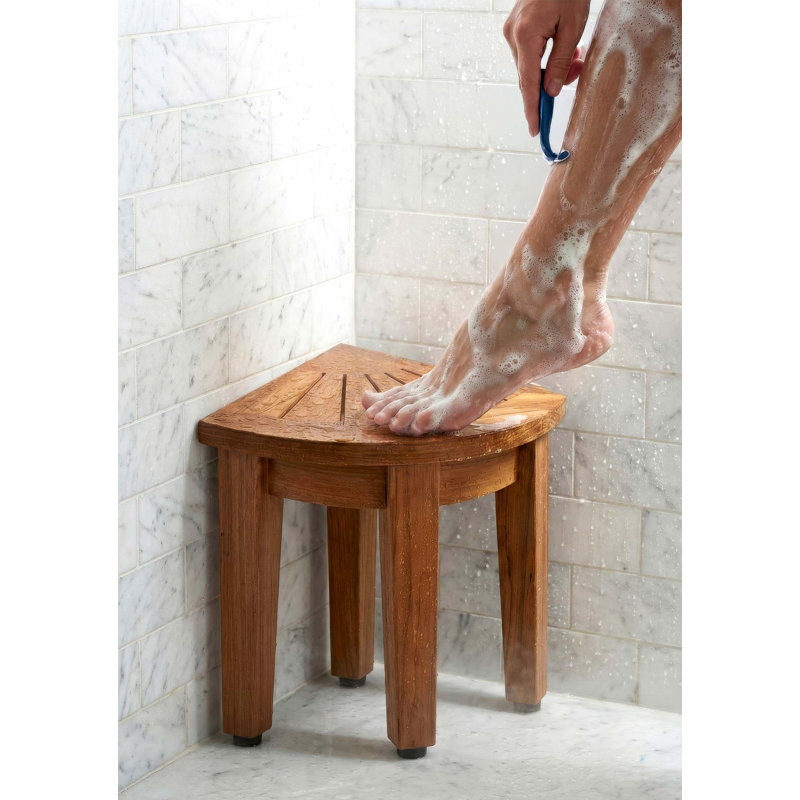Kai Petite OptiAREA Teak Corner Stool, 18" H x 15.5" W x 15.5" D, Teak Oil