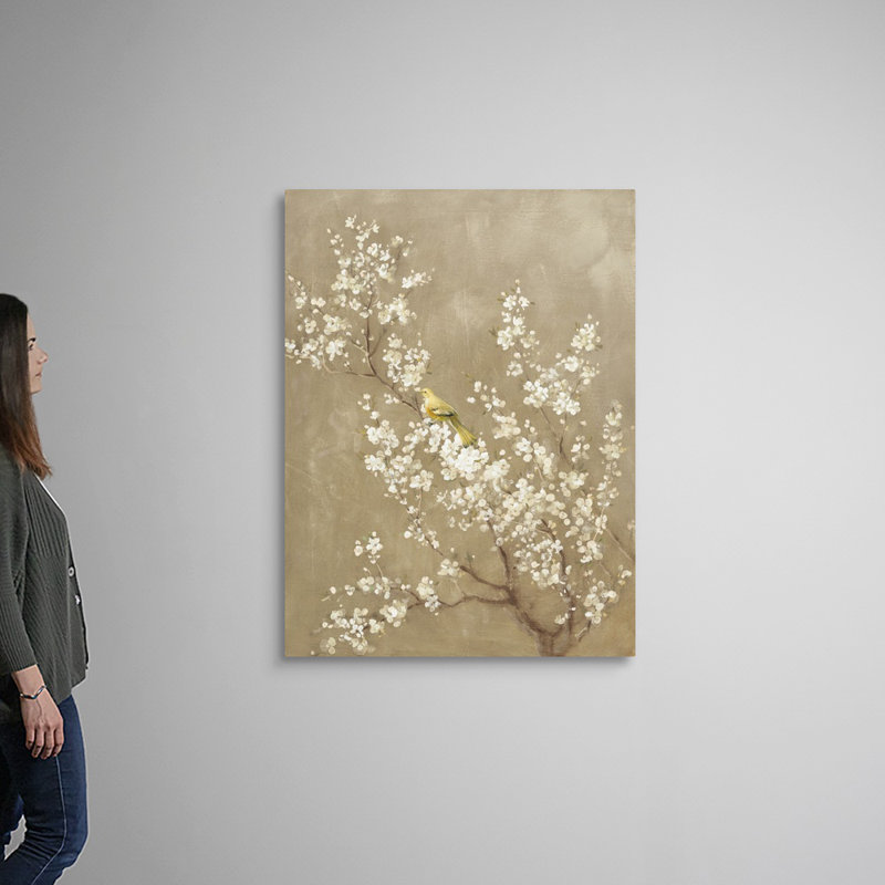 Art mural sur toile blanche, cerisier blanc, H 48 po x l 36 po, Toile tendue