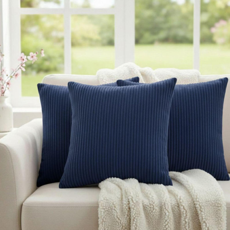 Pack Of 4 Corduroy Square Scatter Cushion Cover