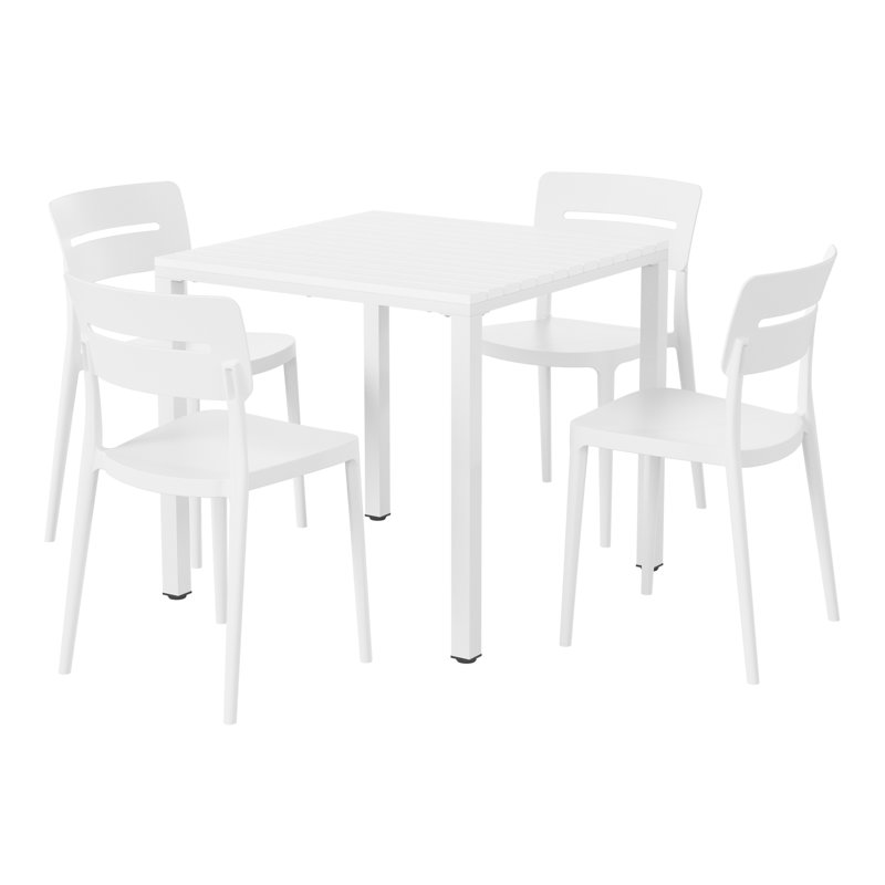 Ensemble repas carré pour 4 personnes, Blanc