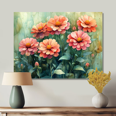 Zinnias Summer Petals In The Breeze I - Zinnias Metal Print
