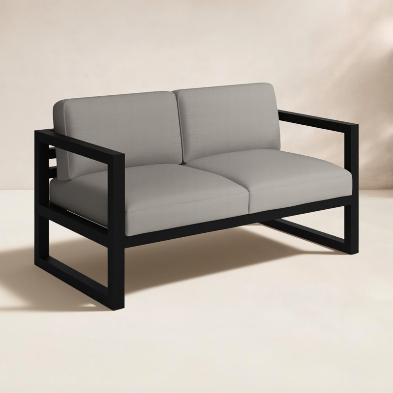Avion Outdoor 2 - Seat Loveseat, Canvas Charcoal Sunbrella® Canvas, Black