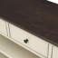 Console avec deux tablettes ouvertes, structure en bois de pin massif et pieds pour le salon