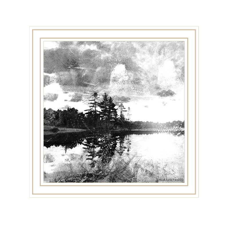 «Lakeside Pines», reproduction d'art encadrée blanche