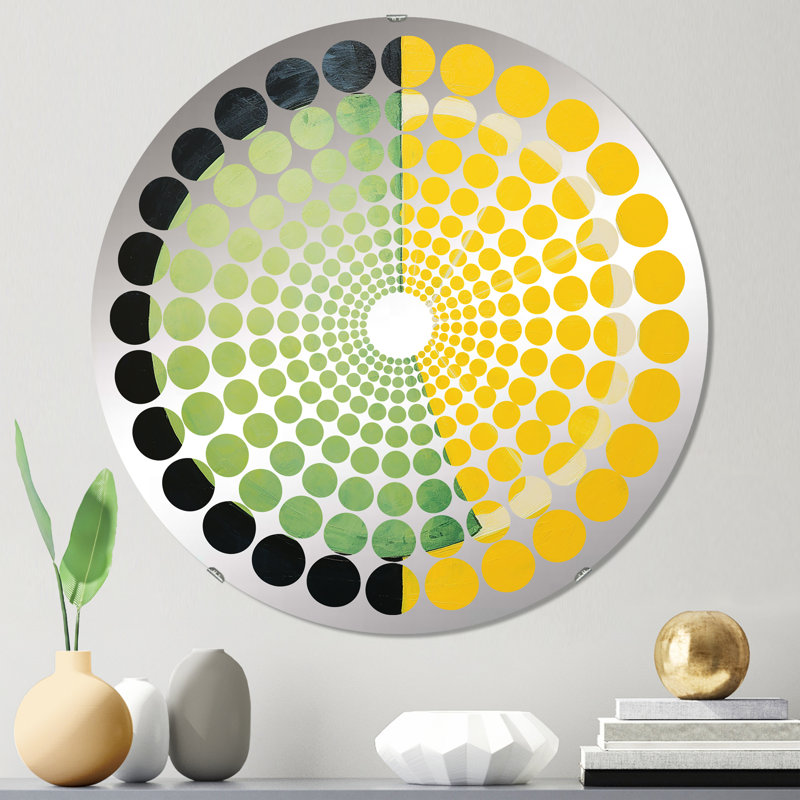 Miroir décoratif jaune Yin Yang Lemon Fruit III - Radial Dot-MIR112953-Rond, 23,6 po x 23,6 po