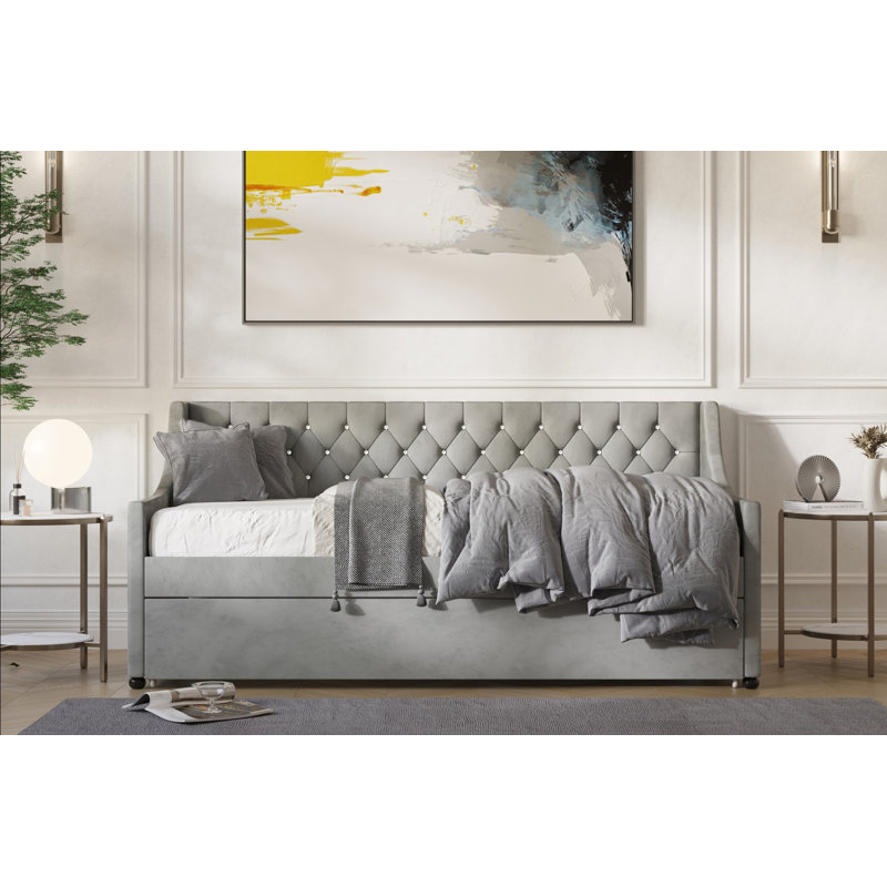 Analily Upholstered Daybed, Silver Gray