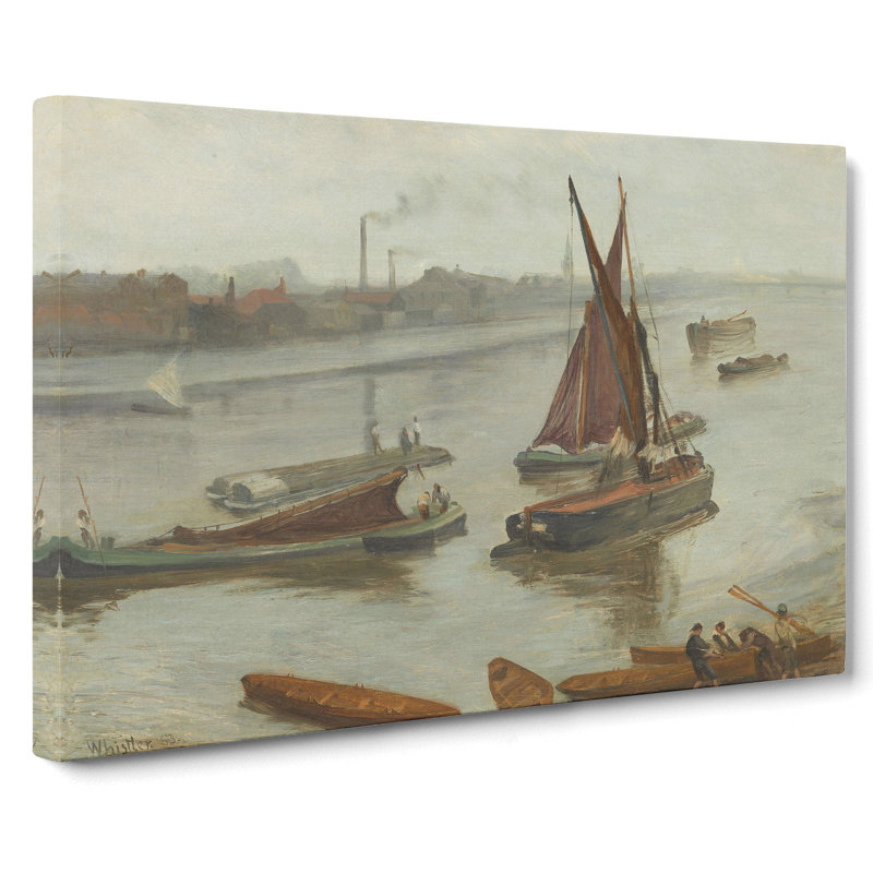 Old Battersea Reach by James Mcneill Whistler - Wrapped Canvas Painting, 50cm H x 76cm W x 3cm D