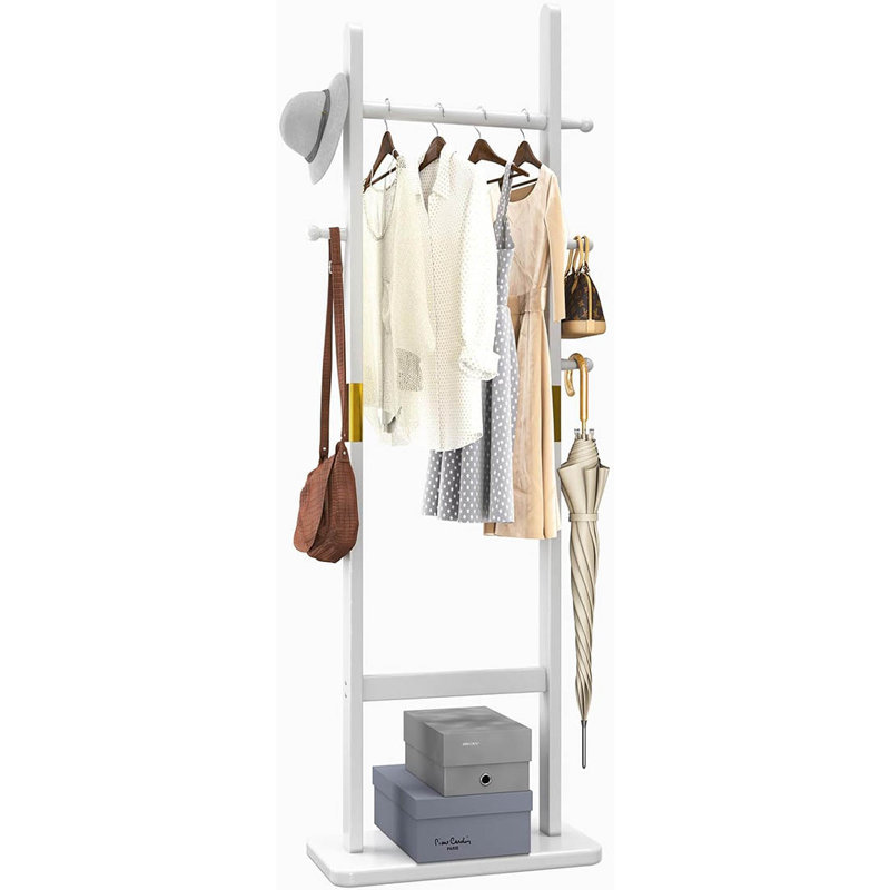 Freestanding 5 - Hook Coat Rack, White