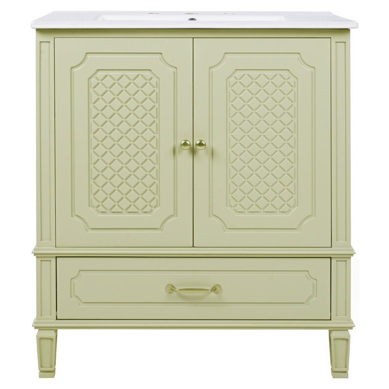 30'' Single Bathroom Vanity With Ceramic Top, Green