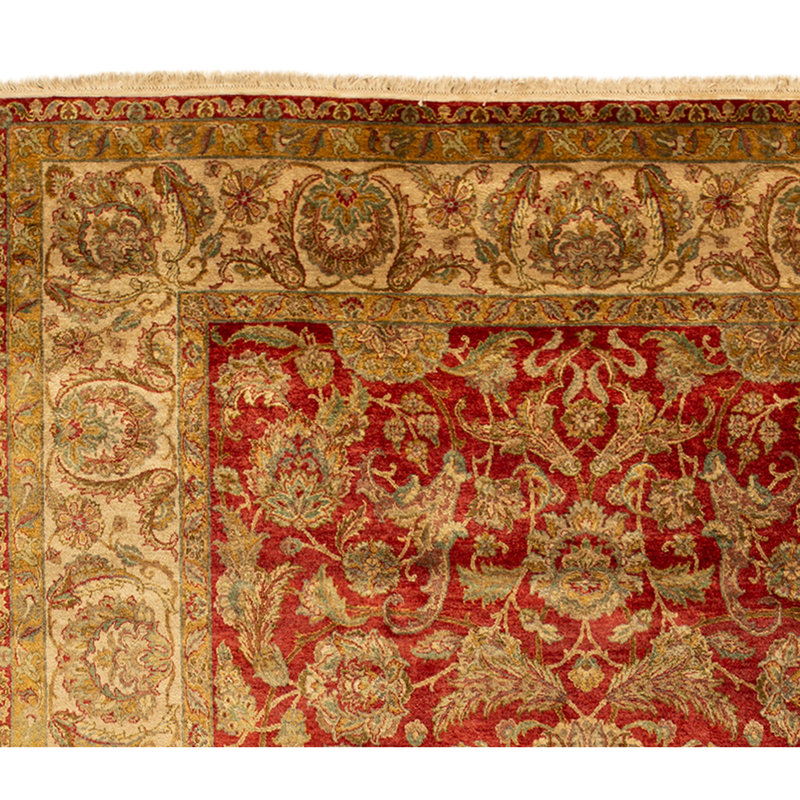 High-Quality Hand-Knotted Red And Cream Area Rug