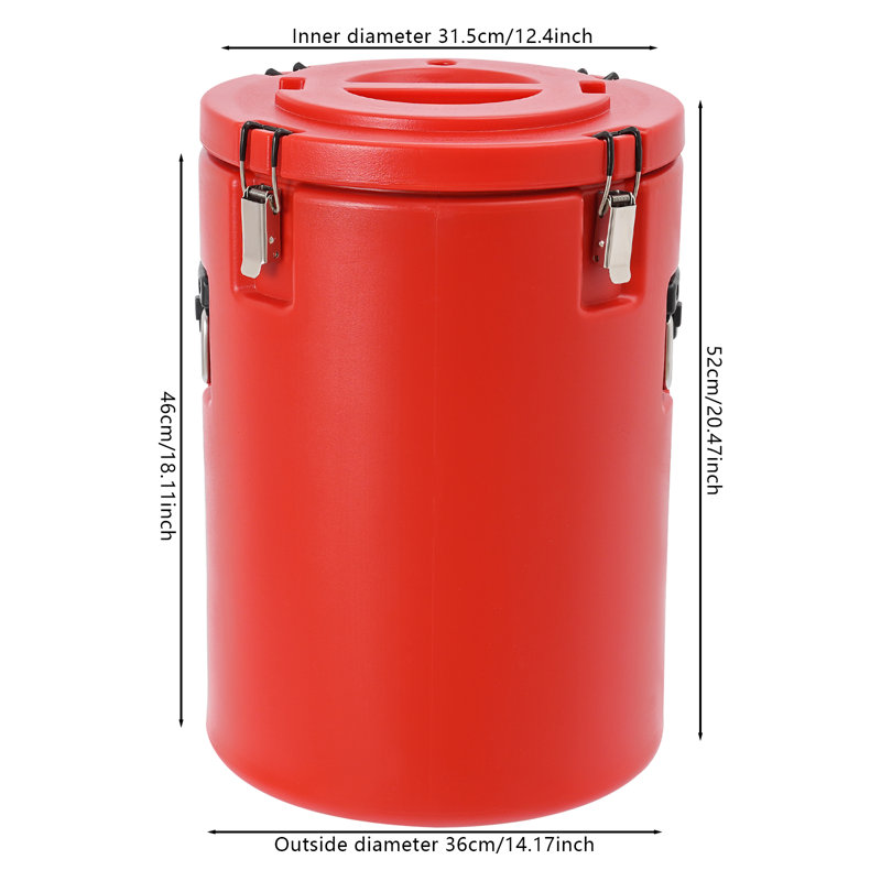 9.25Gal Insulated Food Carrier For Hot Or Cold Food Storage, Red