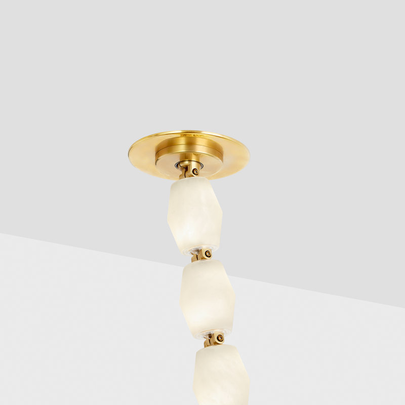 Sean Lavin Collier 240 Chandelier in Polished Nickel with Alabaster shade, 3000K, 257.8" H x 2" W x 2" D, Polished Nickel