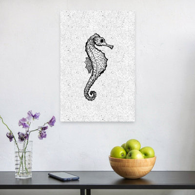Elegant Seahorse Illustration Contemporary Seahorse Horse Nature Ocean Wall Art Print by Nicholas - Wrapped Canvas Print