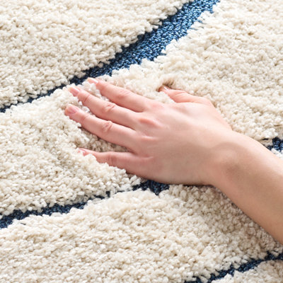 Ashal Shag Cream/Blue Area Rug
