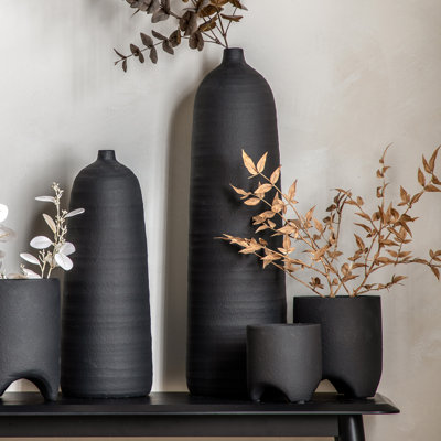 Muna Black 67.5Cm Terracotta Table Vase