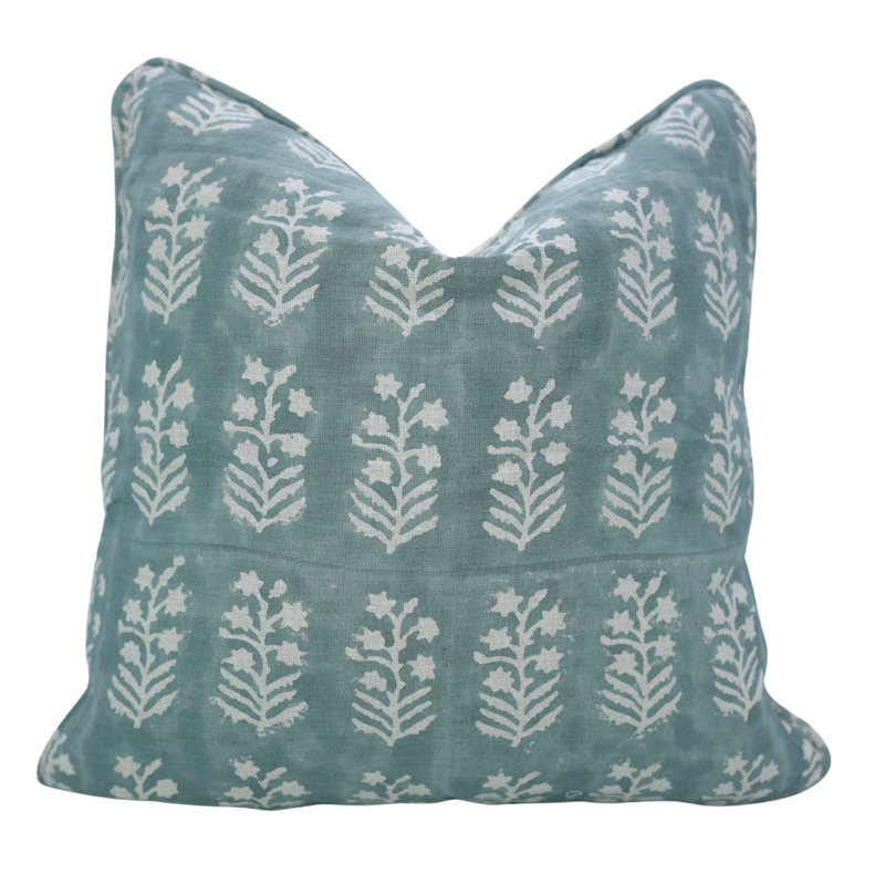 Housse de coussin en lin avec passepoil fabriqué à la main Fab Divine - Indradhanus, Carré 16 po