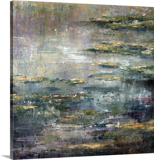 «Twilight Lillies» par Alexys Henry, peinture sur toile tendue, H 35 po x l 35 po x P 1,5 po