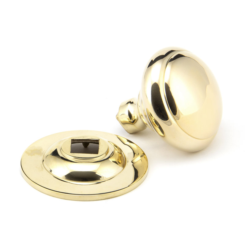 Round Centre Door Knob, Polished Brass
