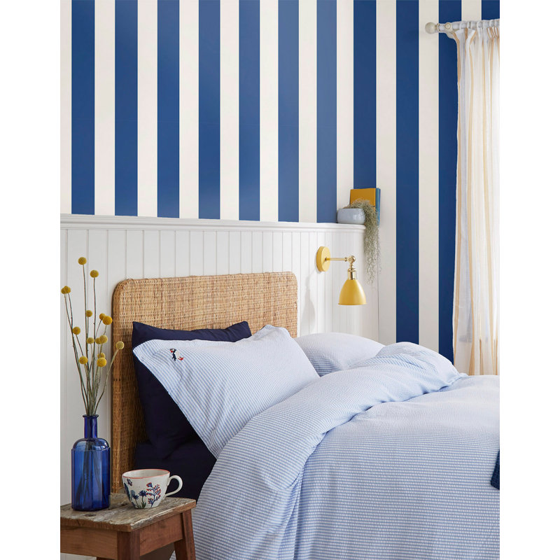 Joules Harborough Stripe Wallpaper, Blue