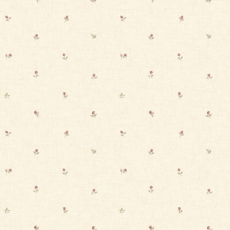 Devaughn 10m x 53cm Matte Wallpaper Roll, Cream/Red