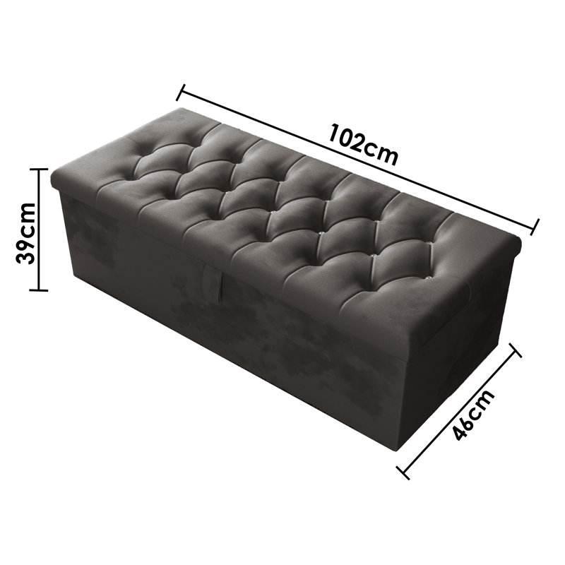 Akilia 102cm Wide Tufted Rectangle Storage Ottoman with Hydrolic Arm, Charcoal