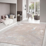 Hand Knotted Abstract Area Rug in Silver / Silver