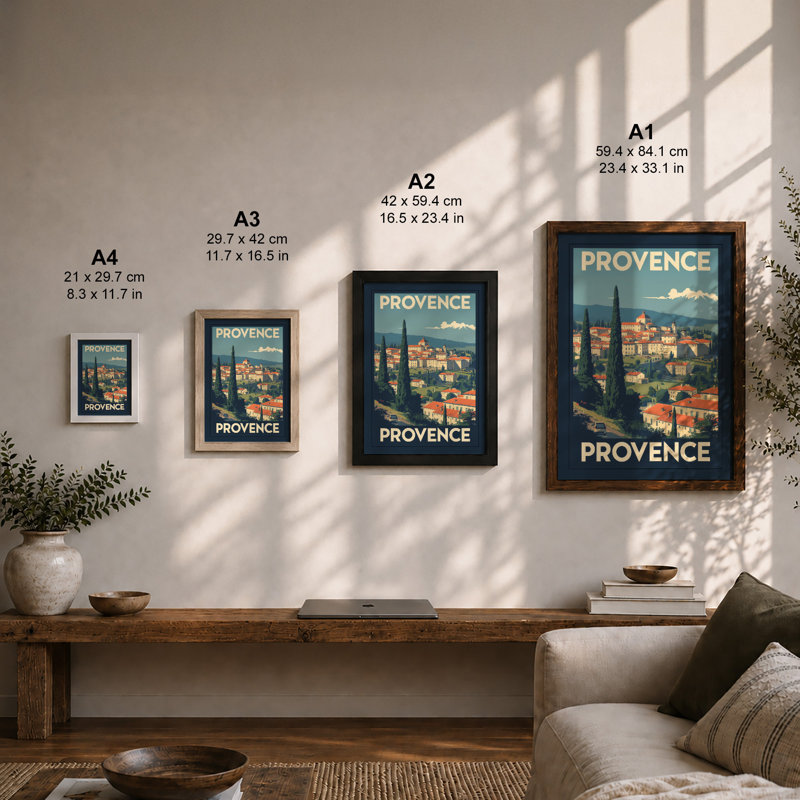 Postcard From Provence Vintage - Print, Oak, A4 - 29.7 x 21.0 cm