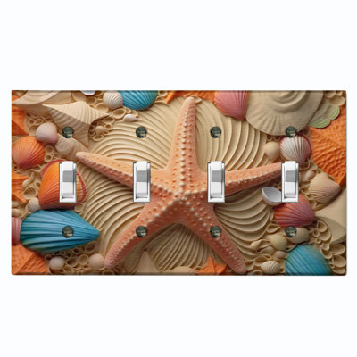 Plaque murale standard à 4 interrupteurs à bascule Ocean Orange
