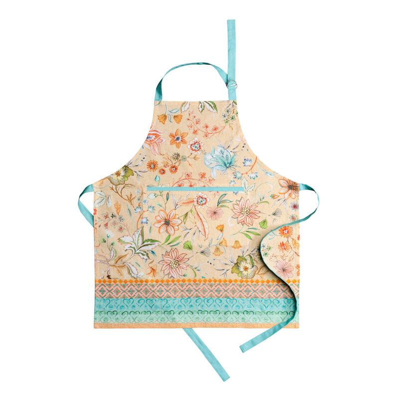 Maison d' Hermine Apron for women with Pocket 100% Cotton 27.50"x31.50" 1 Piece Adjustable Neck Strap & long ties Apron Men, Chef, Wedding, Cooking, Gardening Spring/Summer (Luxury Loft – Peach)