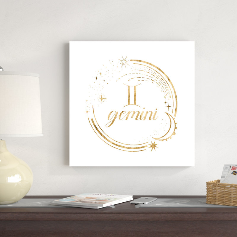 «Gilded Astrology III» par Grace Popp - art textuel sur toile tendue, H 20 po x l 20 po