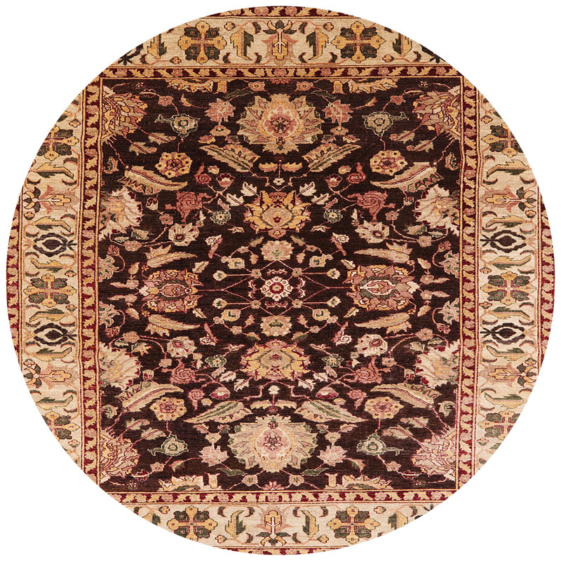 Tapis oriental beige / brun Midge, Rond 3 pi