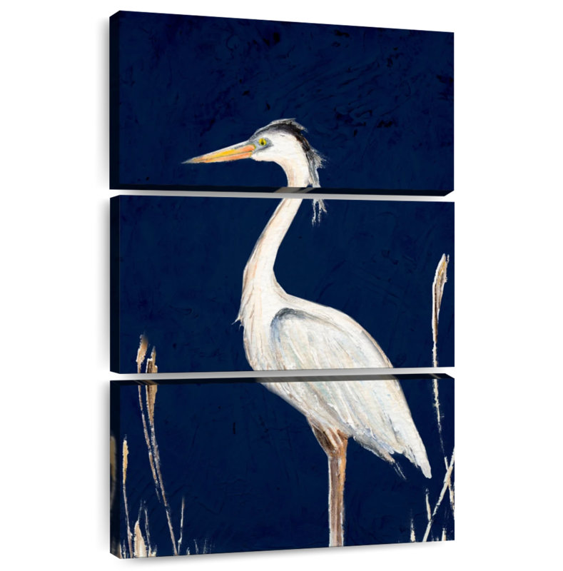 Brampt Heron On Navy I, 32" H x 20" W