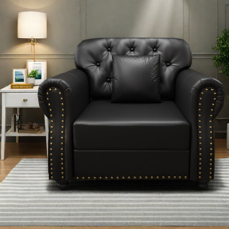 Canapés confortables en similicuir de style moderne Chesterfield de 41,3 pouces pour la maison