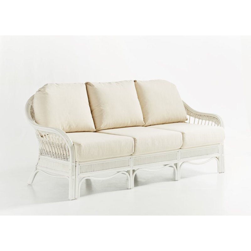 Canapé en coton 75 po Wittig, Beige naturel uni Dening, Blanc délavé