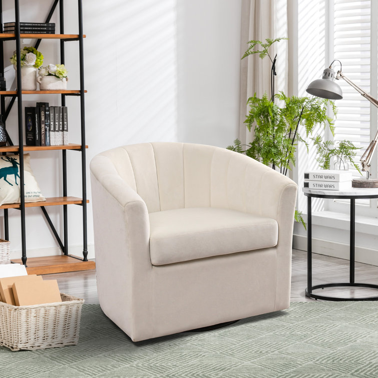 Lydia 29.5" Wide Velvet Upholstered Swivel Barrel Chair