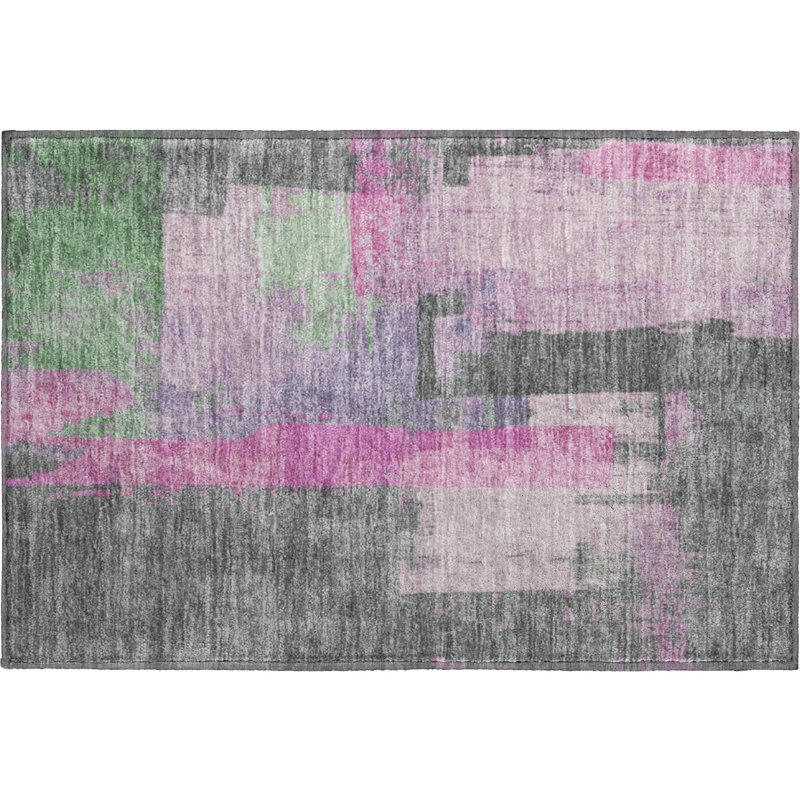 Premium Machine Washable Mayfield AMF1779 Blocks Rug, Rectangle 1'8" x 2'6"