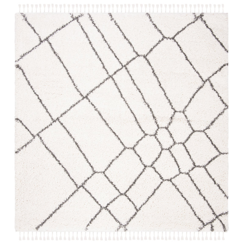 ImraanMoroccan Fringe Shag Performance Abstract Rug, Square 6'7"