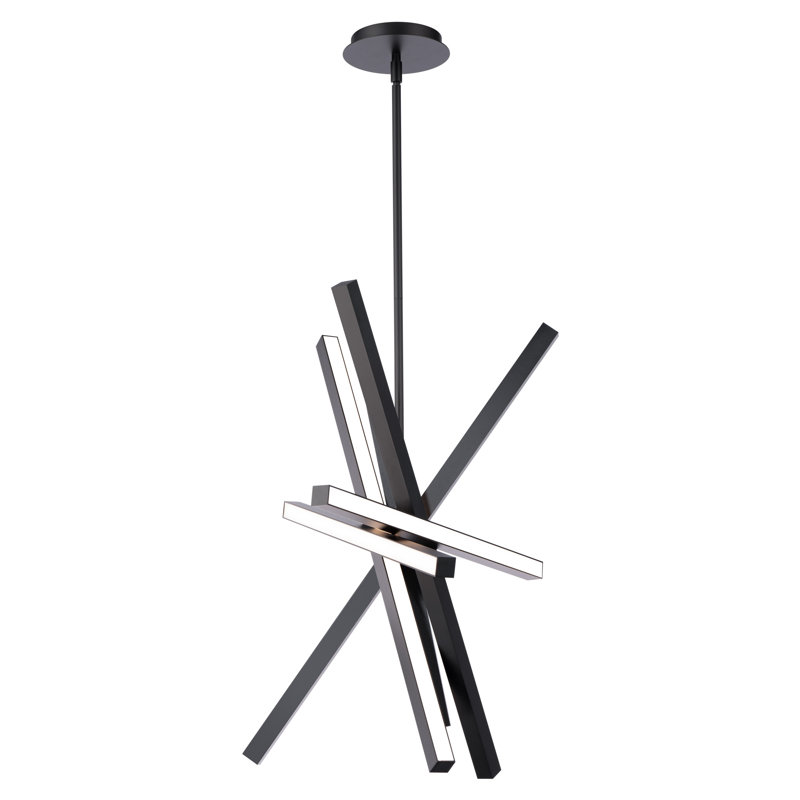 Sleek Black 28" LED Pendant with Rotatable Light Bar and Dimmable Feature