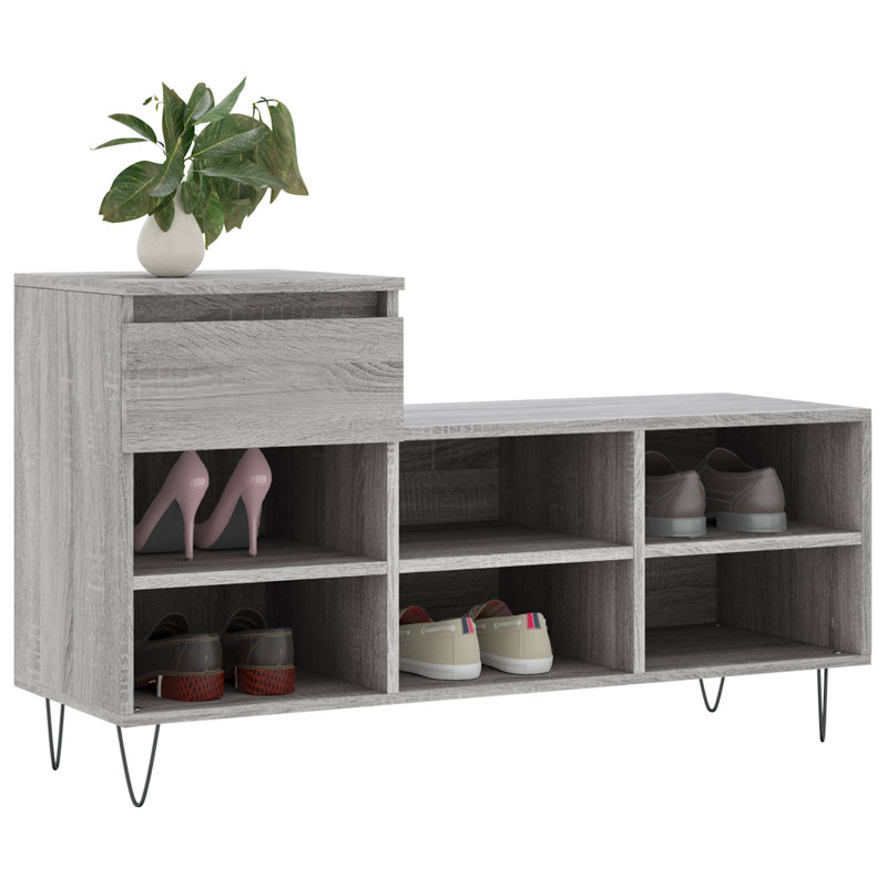 6 Pair Shoe Storage Cabinet, Grey Sonoma