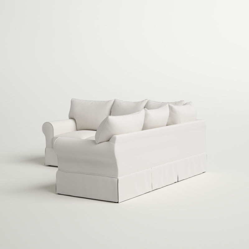 Canapé modulaire avec canapé-lit Amari, Face à la droite, Tissu performance bouclé Davis Pearl