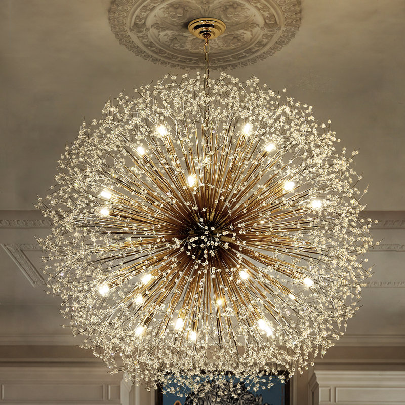 Lustre sphérique Spoutnik à intensité variable Lakeyah, Doré, H 59 po x l 59 po x P 59 po