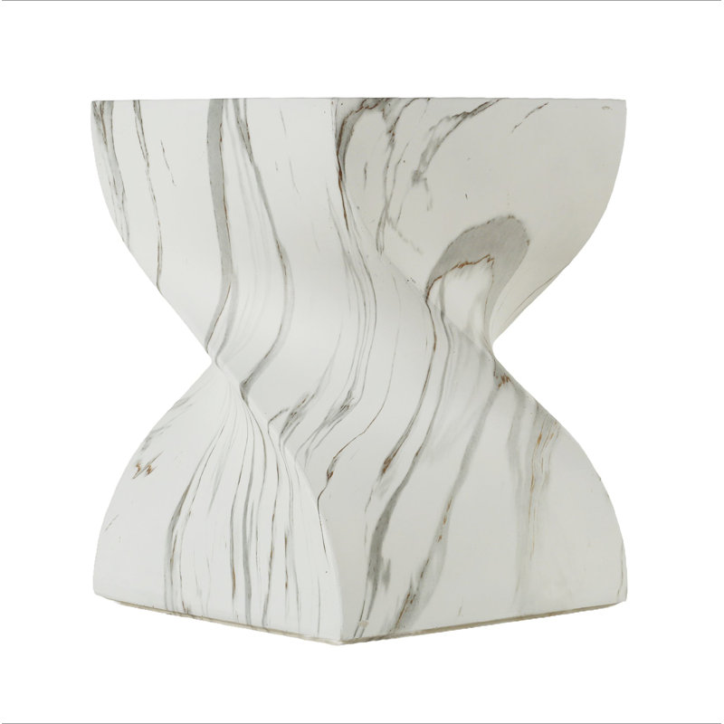 Tables de bout d'extérieur en ciment pour patio, table d'appoint GardenAccent en faux terrazzo, petite table d'appoint ronde ronde pour l'extérieur, tabouret de jardin avec souche d'arbre pour l'intérieur et l'extérieur