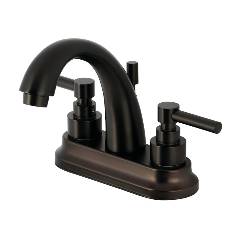 Kingston Brass Elinvar Two-Handle 3-Hole Deck Mount 4" Centerset Bathroom Faucet with Brass Pop-Up, Oil Rubbed Bronze