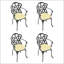Fauteuil de patio en fonte d'aluminium 4 pièces avec structure noire et coussins de couleurs aléatoires