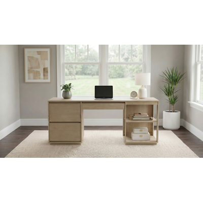 75.4" W Contemporary Computer Desk, Yellow