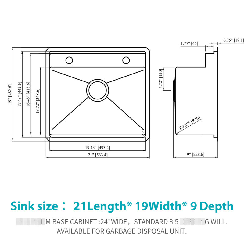 21 Inch Undermount Kitchen Sink, 16 Gauge Stainless Steel Build, 360 Folding Faucet, Cutting Board, Invisible Design For A Seamless Work Area, X - Shaped Water Guide, Coating And 3Mm Pad, Comes With