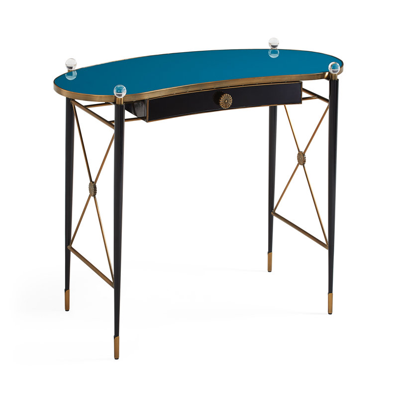Rider Glass Brass Writing Desk