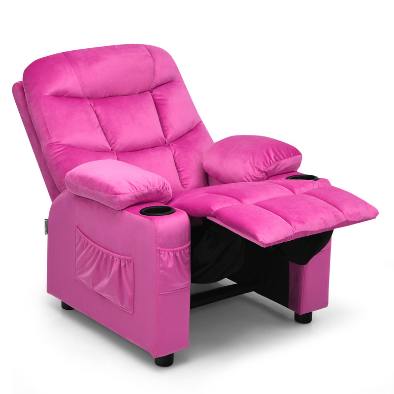 Heacock Kids 16'' Recliner Chair and Ottoman, Pink