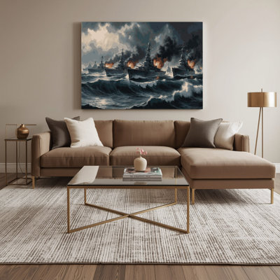 Transportation Navy warships and battleships Blue Canvas Wall Art