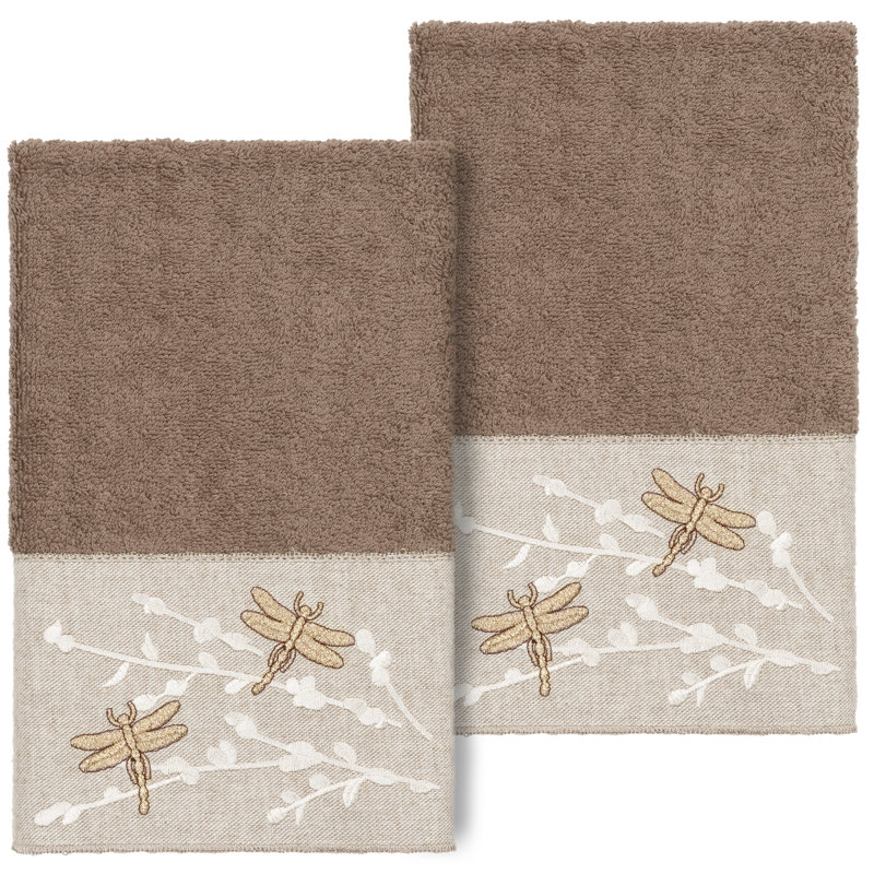 Braelyn 2 Hand Towel Set Turkish Cotton Hand Towel, Latte